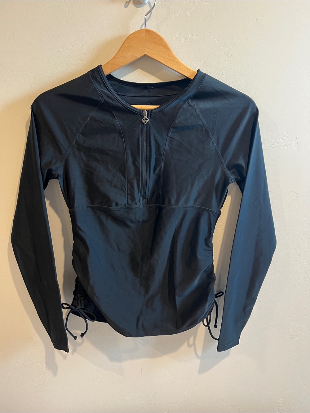 Prana Black Long Sleeve Rash Guard Top with Front Zip